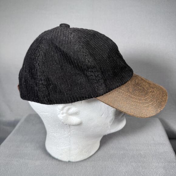 Stetson Hat Cap Strap Back One Size Mens Black Brown Corduroy Distressed Bill - Picture 1 of 8